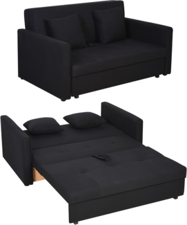 HOMCOM Schlafsofa 2-Sitzer Sofa mit Bettfunktion, Polstersofa mit Stauraum, Rückenkissen, Schlafcouch für Wohnzimmer, Polycotton, Holz, Kohlegrau, 152 x 101 x 81 cm