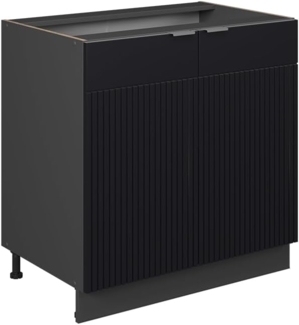 Vicco Spülenunterschrank Schwarz gestreift 80 cm mit Regal, ohne Arbeitsplatte, Fame-Line