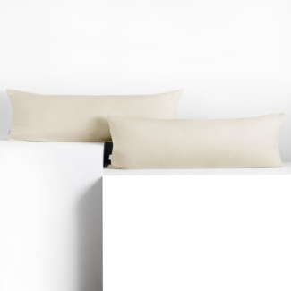 DecoKing 2 Kissenbezüge 40x200 cm Jersey 100% gekämmte Baumwolle Reißverschluss Ecru Amber