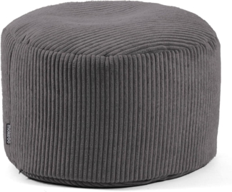 mokebo Pouf Der faule Lenz (aus Cordstoff), Sitzhocker XL, Bodenkissen, Fußhocker, Hocker, Sitzkissen in Anthrazit