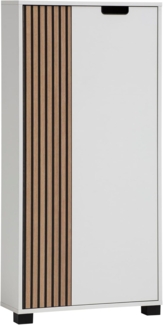 Schildmeyer Highboard Ryker 160036, Mattweiß/Akustikpaneel Optik, 59,8 x 19,5 x 124 cm