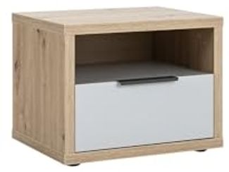 Composad | Nachttisch der Linie VELATA mit 1 Schublade und 1 Fach, moderner und eleganter Nachttisch, (BxHxT) 52 x 41,1 x 40,5 cm, Farbe Eiche Honig und Grau lackiert, hergestellt in Italien