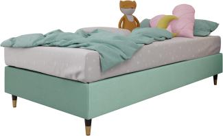 Boxspringbett Sauro Gold für Wandpaneel, Mint, 120x200 cm