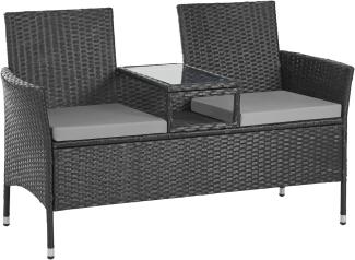 SVITA CHICAGO Rattan-Bank Garten-Bank Lounge Sitzecke Schwarz