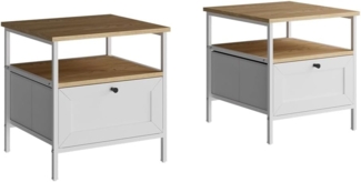Vicco Nachtschrank Lunis, Weiß, 45 x 47 cm 2er Set