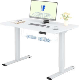 FLEXISPOT Höhenverstellbarer Schreibtisch mit 2 Motoren & 25MM einteiliger Tischplatte,ergonomischer Bürotisch - 120x80 cm Weiß, weißes Gestell