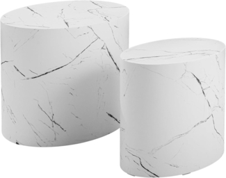 riess-ambiente Beistelltisch DICE 55cm weiß · overaler Wohnzimmertisch in Marmor-Design (Set, 2-St), Satztisch · Modern · montiert · Anstelltisch