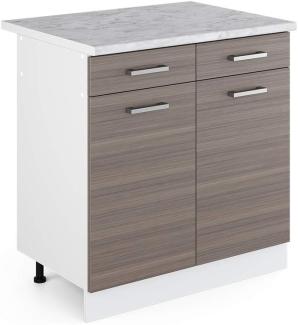 Vicco Küchenschrank R-Line Hängeschrank Unterschrank Küchenzeile Küchenunterschrank Arbeitsplatte, Möbel verfügbar in anthrazit und weiß (edelgrau mit Arbeitsplatte, Schubunterschrank 80 cm)