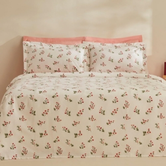 Karaca Bettwäsche Silvie 100% Baumwolle Doppelbett Tagesdecke Bettdecke Decke Set Rot