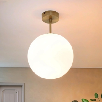 Licht-Erlebnisse Deckenleuchte MUSA, ohne Leuchtmittel, Deckenlampe Glas Kugel Echt-Messing Vintage Design Wohnzimmer Küche