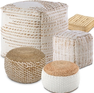 Amagohome Sitzhocker Sitzhocker Sitzpouf Jute Bodenkissen rund quadratisch Deko Hocker Fußh