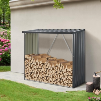 Feuerholzregal Kalmar 156x80x152cm aus Stahl Anthrazit [casa. pro]