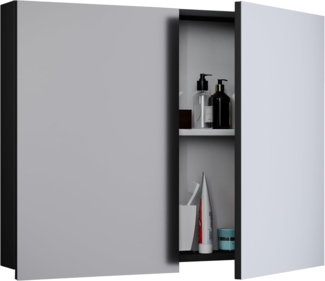 VCB1 Badschrank 60cm Wandschrank Bad Möbel Hängeschrank Spiegel schwarz Schrank