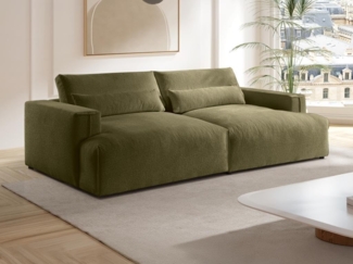 Vente-unique - Sofa 4-Sitzer - tiefe Komfortsitzfläche - Chenille-Stoff - Khaki - COLYSA