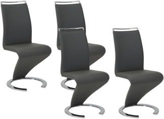 Vente-unique - Stuhl Freischwinger 4er-Set - Kunstleder - Schwarz - TWIZY