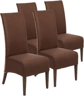 kreatives Wohnen Rattanstühle Set Esszimmer Stühle Antonio 4 Stück Polsterstühle braun Polster Wildleder-Optik cogna, Holz, Extra breit