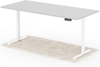 elektrisch höhenverstellbarer Schreibtisch DESK 200 x 90 cm - Gestell Weiss, Platte Grau