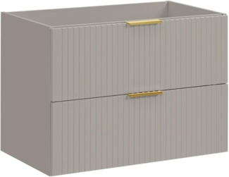 Vente-unique - Waschbeckenunterschrank hängend - Streifenoptik - Beige - 80 cm - ZEVARA