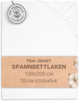 ZOLLNER Spannbettlaken, Double-Jersey, Gummizug: rundum, 100 x 200 cm, 100% Baumwolle, vom Hotelwäschespezialist