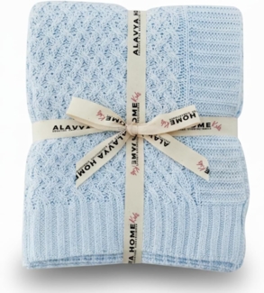 Babydecke 75 x 100 für Junge & Mädchen aus *100%* GOTS Bio Baumwolle, Alavya Home®, Herbst/Winter Neugeborenen Baby Decke, Strickdecke mit Bordüre