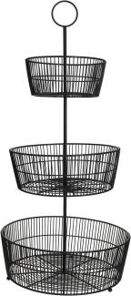 Etagere Gea 3-stöckig schwarz Metall H65cm groß Obstständer Deko Etagen modern