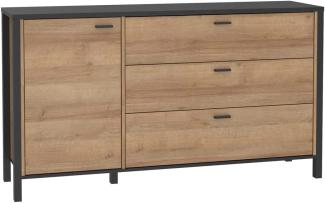 Sideboard Hector 3 Schwarz Riviera Eiche 152 x 86 x 41 cm Anrichte Schrank