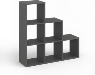 KOMTO Bücherregal Vexo Treppenregal Stufenregal - Raumteiler Regal mit 6 Fächern, Bookshelf Würfelregal 30x30 cm