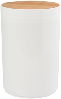 MSV Bad Serie "OSLO" Design Kosmetikeimer Bad Treteimer Abfalleimer Papierkorb Mülleimer 6 Liter (ØxH): ca. 18x26,3 cm weiß Bambus