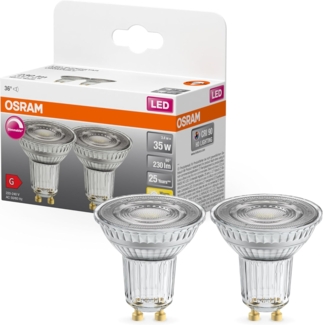 Osram Superstar Reflektorlampe für GU10-Sockel, klares Glas,Warmweiß (2700K), 230 Lumen, Ersatz für herkömmliche 35W-Leuchtmittel, dimmbar, 2-er Pack