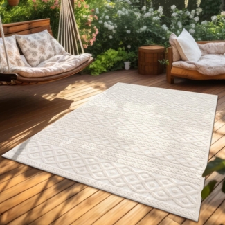 Paco Home Teppich Cotton 231, rechteckig, Höhe: 10 mm, Uni-Farben, Hoch-Tief Effekt, boho, In- und Outdoor geeignet