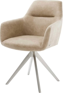 Drehstuhl Pejo-Flex Kreuzgestell kantig Edelstahl Vintage Beige
