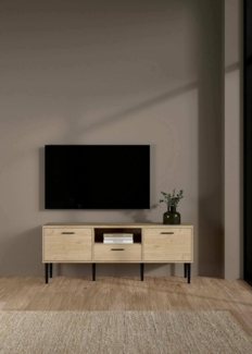 Dmora - Fernsehschrank Honorine, Ständer für Wohnzimmerfernseher, Niedriges Wohnzimmer-Sideboard, TV-Ständerbasis, 147x40 h57 cm, Eiche