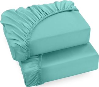 Utopia Bedding - 2er Set Spannbettlaken 180x200 cm - Spa Blau - Gebürstete Mikrofaser Spannbetttuch - 35 cm Tiefe Tasche