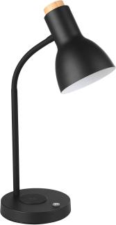 Eglo 900628 Tischleuchte VERADAL-QI Stahl schwarz, creme LED 5,5W 3000K L:21. 5cm B:16cm H:45cm dimmbar mit Touchdimmer und QI Charger