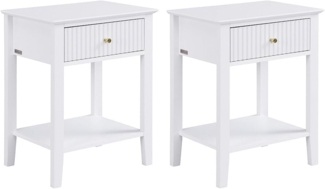 Vente-unique - Nachttisch 2er-Set 1 Schublade & 1 Ablage – MDF – Weiß – NIRIVA