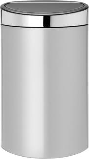 Brabantia Touch Bin, Mülleimer, Abfalleimer, Abfallbehälter Metallic Grey, Grau, Deckel in Brilliant Steel, 40 L, 114861