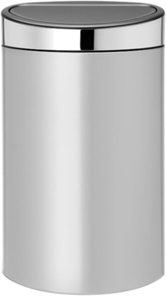 Brabantia Touch Bin, Mülleimer, Abfalleimer, Abfallbehälter Metallic Grey, Grau, Deckel in Brilliant Steel, 40 L, 114861