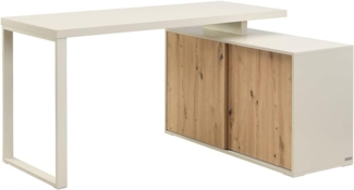 Vente-unique - Eckschreibtisch mit Stauraum - MDF - Beige und Naturfarben - LONAMI