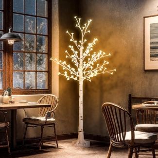 HOMCOM LED Baum Kunstbaum mit 120 LEDs, Beleuchtung, LED, Warmweiß, 3-stufig dimmbare LEDs, Weiß
