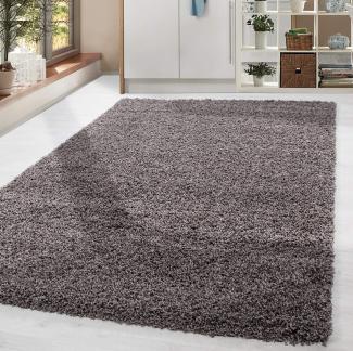 HomebyHome Shaggy Hochflor Teppich Wohnzimmer 200x300 (200x290 cm) Taupe - Teppich Flauschig, Modern, Plüsch und Weich - Ideal für Schlafzimmer, Esszimmer und als Küchenteppich