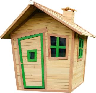 Axi Holz Kinderspielhaus Alice inkl. 3 Fenster und Schornstein | Natur | 108x95x143 cm