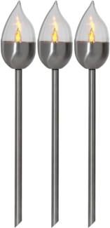 Star LED-Solar-Fackel"Olympus", Edelstahl, 3er Set, Silber