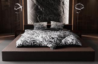 Moderne Mako Satin Wende Bettwäsche Zebra Muster schwarz weiß 155x200 + 80x80