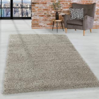 HomebyHome Shaggy Hochflor Wohnzimmerteppich Läufer 100x200 cm Natur - Flur Teppich Flauschig, Modern, Plüsch und Extra Weich - Ideal als Bettvorleger im Schlafzimmer und als Küchenläufer