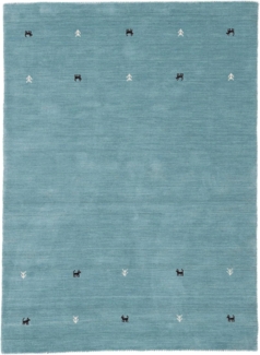 carpetfine Wollteppich Gabbeh Uni, reine Wolle, Türkis, 60x90 cm, rechteckig