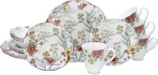 CreaTable 16926 Kombiservice Fiore für 4 Personen, Steingut, mehrfarbig (1 Set, 16-teilig)