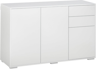 HOMCOM Standschrank Aufbewahrungsschrank Mehrzweckschrank Aktenschrank Kommode 2 Schublade 3 Türen E1 Spanplatte Weiß 117 x 36 x 74 cm