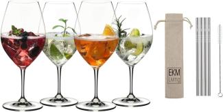 Riedel Aperitivo Vorteilsset 5260/51 Aperol Spritz und 4 EKM Living Trinkhalme aus Edelstahl