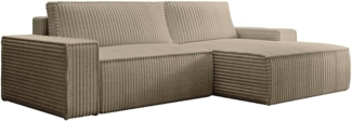 Vente-unique - Ecksofa mit Schlaffunktion - Ecke rechts - grob gerippter Cord - Taupe - AMELIA