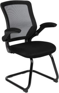 Flash Furniture Black Mesh Sled Base Side Reception Chair with Flip-Up Arms